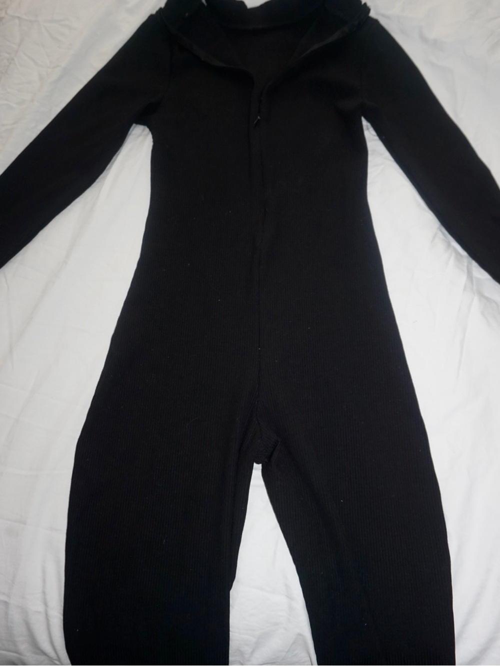 Forever 21 Black Long-Sleeve Hooded Jumpsuit